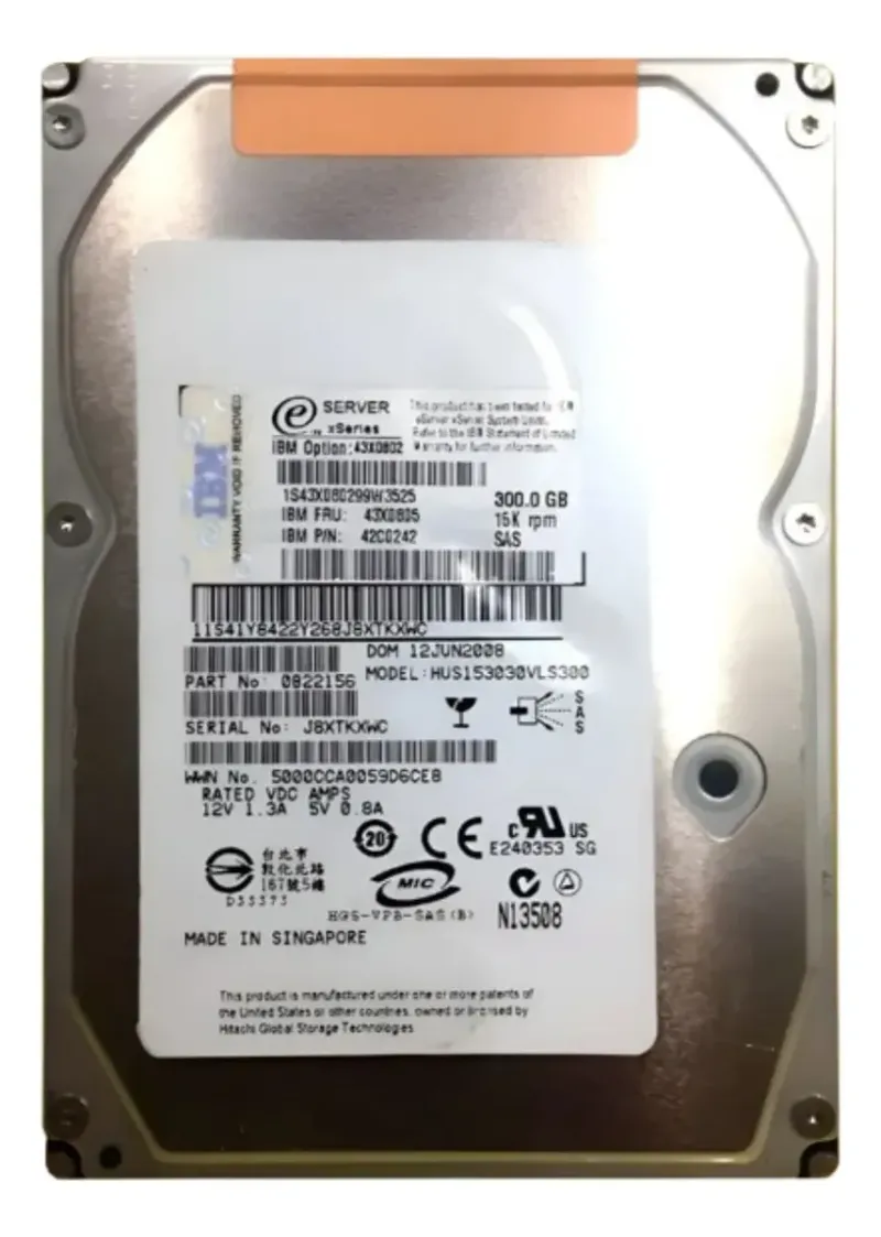 Hd Ibm Hus153030vls300 300gb, Sas, 3,5 , 15k + Gaveta