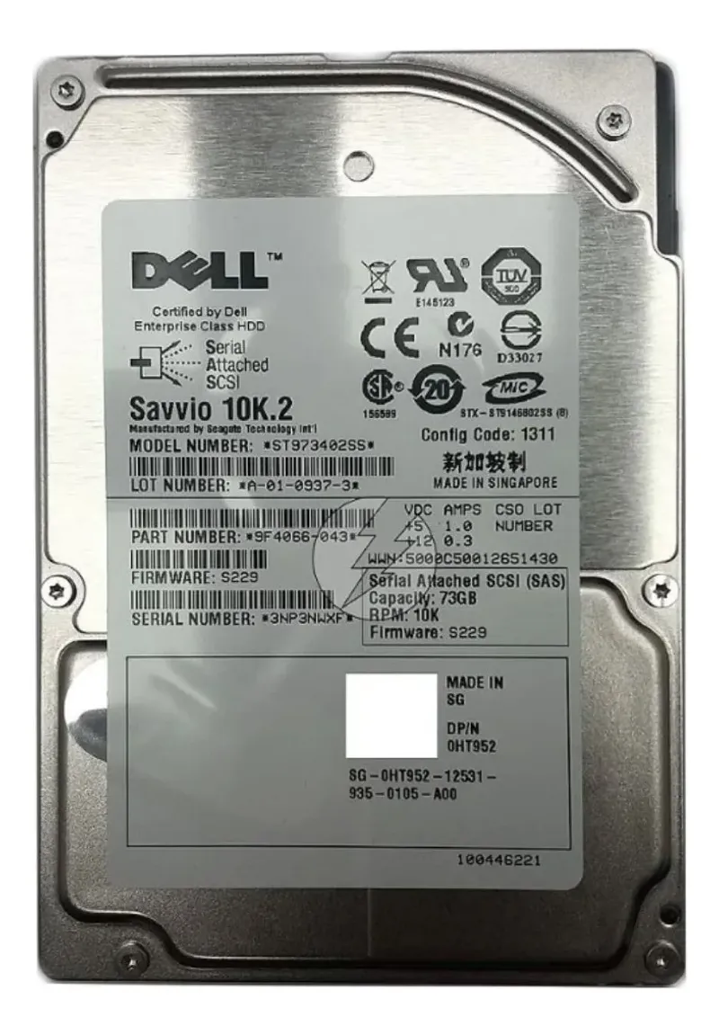 Hd Dell St973402ss 9f4066-043 0ht952: 73gb, Sas, 2,5 , 10k