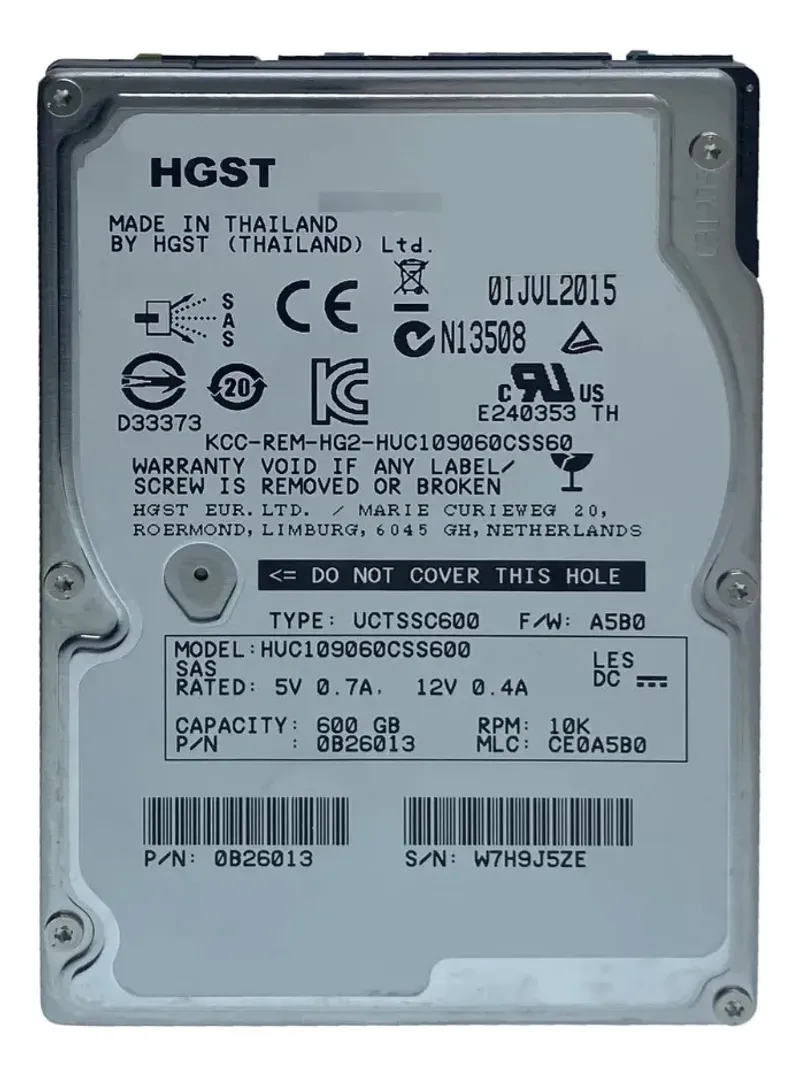 Hd Sas Hgst 600 Giga 10k 2.5 Polegadas P/ Servidor
