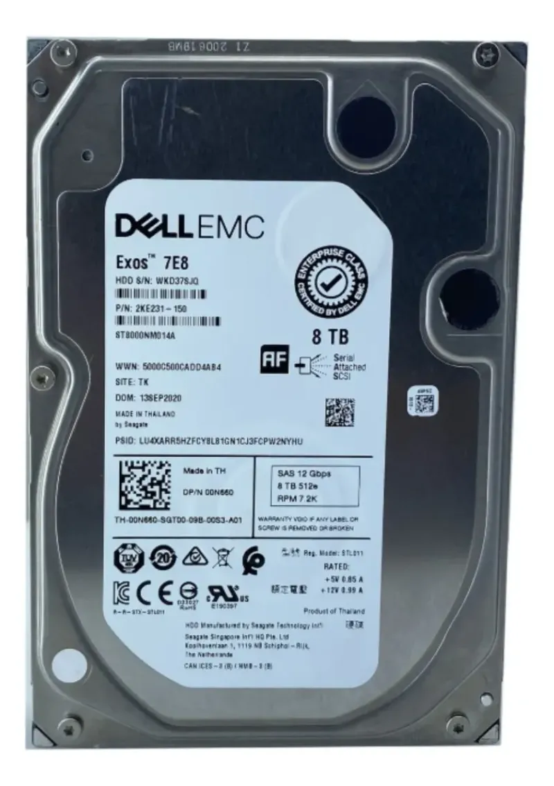 Hd Dell 8 Tera Sas 12gb 7.2k 3.5 Enterprise: St8000nm014a