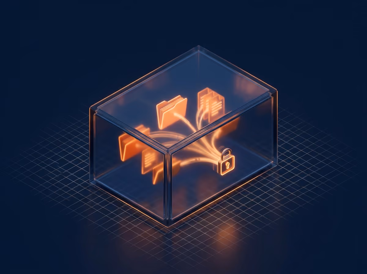 Ilustração 3D do Salvabox: cofre de arquivos em nuvem