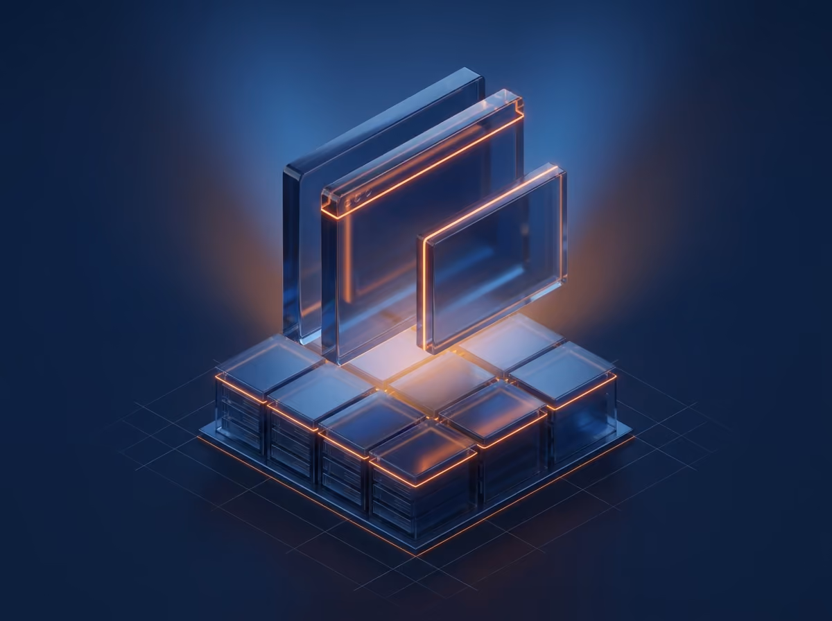 Ilustração 3D — desenvolvimento de software na Saiph TI